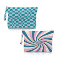 Fokongna 2 Pack Heavy-Duty Reusable Wet Bag, Waterproof Tear Resistant Storage Pouch for Pool Swimsuits Gym Laundry Beach Daily Essentials - color: Wavy Checkered Set 03