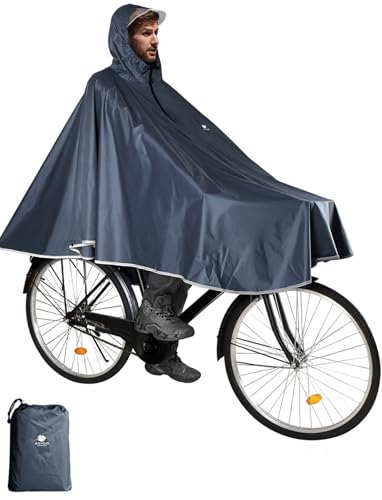 ANYOO Waterproof Rain Poncho Bike Bicycle Rain Capes Lightweight for Adults - color: Grey