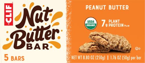 CLIF Nut Butter Bar - Peanut Butter - Energy Snack Bars - Non-GMO - USDA Organic - Plant Based - Low Glycemic - 1.76 oz. 5 Count (Pack of 6) - size: 5 Count (Pack of 6)