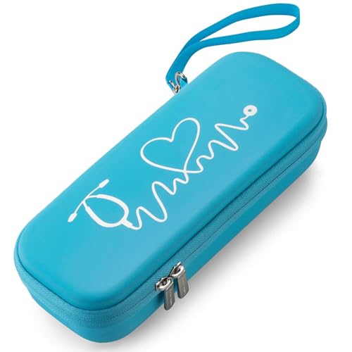 Hard Stethoscope Case for 3M Littmann Classic III, Lightweight II S.E, Cardiology IV Diagnostic, MDF Acoustica - ID Slot, Mesh Pocket for Nurse Accessories and Medical Supplies (Blue - Pu Leather) - color: Blue - Pu Leather