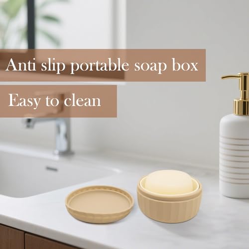 Silicone Travel Soap Box with Lid Draining Soap Container for Shower Compact Travel Soap Case Leak-Proof Design for Camping, Hiking, Gym & Outdoor Use Keeps Soap Dry & Hygienic (Mocha Mousse) - color: Mocha Mousse
