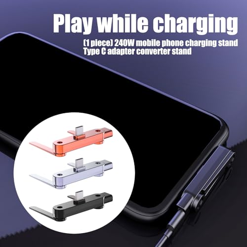 Invisible Foldable Holder Charger Cable with Stand, 240w Fast Charging Stand Sideways Data Cables with 360° Invisible Stand, Detachable 2 in 1 Phone Holders for Gaming Office Car Travel - color: Black