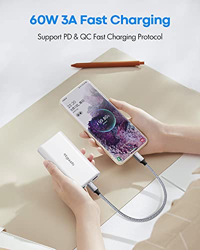 etguuds USB C to USB C Cable 1ft, 2-Pack 60W C to C Cable Fast Charging | for iPhone 17 16 15 Pro Max Plus Air, Samsung Galaxy S26 S25 S24 S23, USBC iPad MacBook Charger Cord Type C, Pixel, Gray - color: Gray, size: 1ft