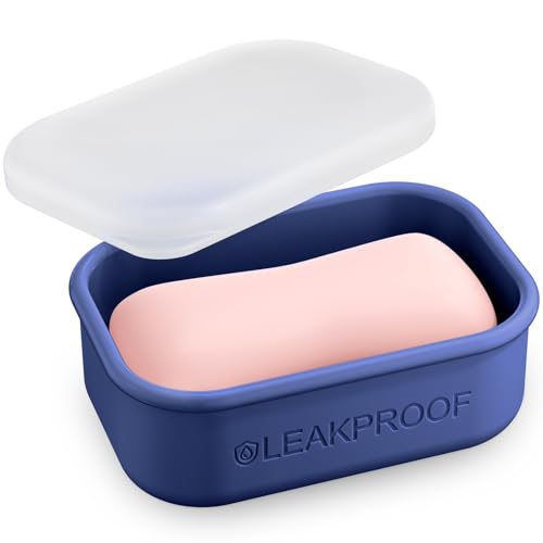 Quatish Compact Leakproof Travel Soap Case, Silicone Soap Box with Draining Layer, Enhanced Soap Container, Suitable for Camping, Gym, Bathroom, Outdoor Essentials, Blue - color: Blue, size: Regular