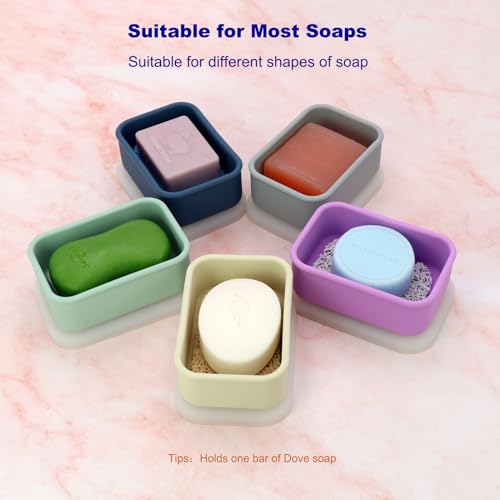 HAYSNA Travel Soap Case, Leak Proof Travel Soap Container, Silicone Soap Box with Drainage Layer, Shatterproof Soap Holder for Travel, Camping, Gym (Purple, Regular) - color: Purple, size: Regular