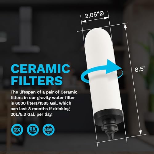 Survivor Filter Ultra Gravity Water Filter Replacement Pack - 2X Ceramic Filter Replacement - Compatible with Big Berkey - Removes Bacteria, Viruses, and Parasites - style: Survivor Filter Ultra Ceramic Replacement Water Filters (Pack of 2)