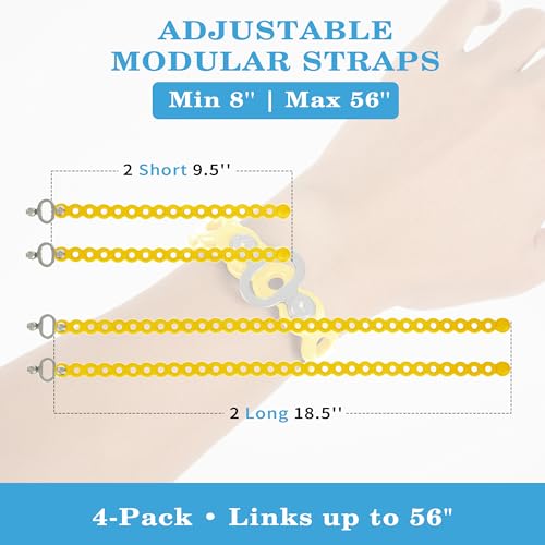 Modular Straps(9.5", 18.5"), Flexible Multi-Tool, Organize, Bundle | 4-Pack Wearable Gear Gadget to Organize, Secure, Bundle, Hang & Carry, for Adventure, Survival, Camping, Travel, EDC - color: Yellow
