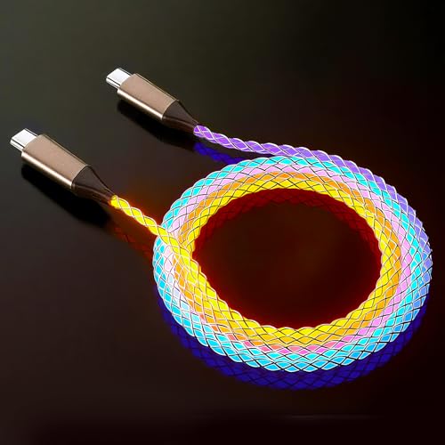 Camping Car Multi Charging Cable, USB C to USB C RGB Breathing 3 in 1 Fast Charging Cable for iPhone 15 Series, iPad mini 6 S24 S23 Laptops MacBook iPad Camping String Lights[ 1m/3.28ft] - color: Orange