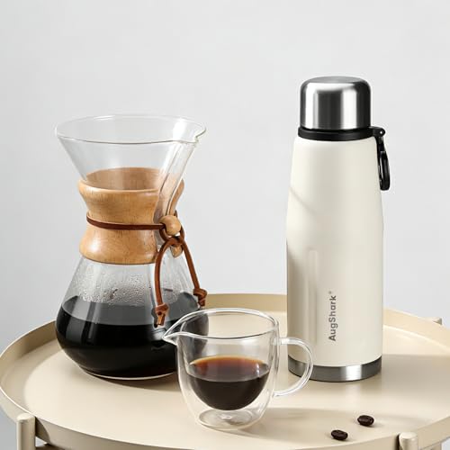 27oz Vacuum Insulated Stainless Steel Thermoses with Foldable Handle & Leakproof Lid, Slim Travel Coffee Cup for Hot/Cold Drinks, Fits Car Cup Holders - color: White-01-27oz