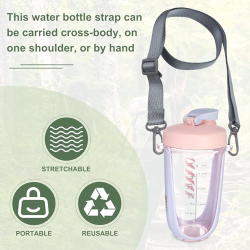 uxcell Polyester Water Bottle Holder Lanyard Sling Strap Adjustable Water Bottles Holder Shoulder for Camping - color: Gray