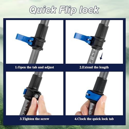 Hiking Poles, Ultra-Light Telescopic Trekking Poles,Portable Walking Sticks with Adjustable Height for Men and Women - color: Blue