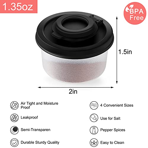 Aedida 4 Pcs Salt and Pepper Shakers Set, Mini Salt Shaker with Lid Damp Proof Plastic Pepper Caster Clear Spice Containers for Travel Camping Picnic Lunch Dining Kitchen