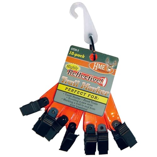 HME 3" Orange Durable Highly Reflective Weather-Resistant Outdoor Hunting Trail Markers with Clips, Pack of 10