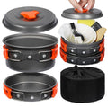REDCAMP 6/10/11/12/14/15/19 PCS Camping Cookware Mess Kit Camping Gear Campfire Utensils Lightweight Stackable Pot Pan Bowls Soup Spoon with Storage Bag for Camping, Backpacking, Outdoor Cooking - style: Orange,10 Pcs