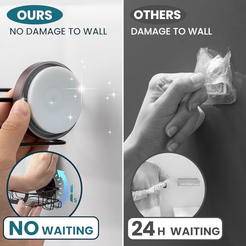 TAILI Soap Holder, Soap Dish Suction Cup with Hooks, Stainless Steel, Brown | Soap Dish for Shower, Bathroom Bar soap holder Shower Wall, Stainless Steel Sponge Holder for Tub Kitchen - color: Brown