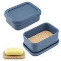 2Pcs Leak Proof Silicone Travel Soap Case with Enhanced Draining Layer, Shatterproof Soap Holder for Traveling, Camping, Gym, Bar Soap Caddy (Navy Blue+ Solid Color Cover)