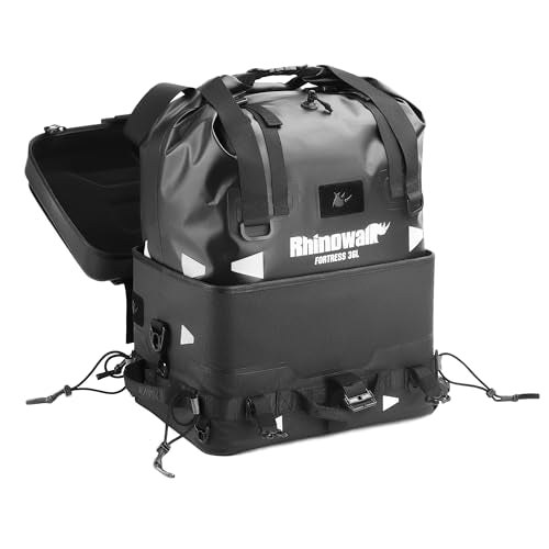 Rhinowalk Modular Motorcycle Saddle Bag Combo – MFT2305 Base Top Case + MFT2308 36L Waterproof Insert for Flexible Storage - style: Hard Case+inner Bag (Mft2307)