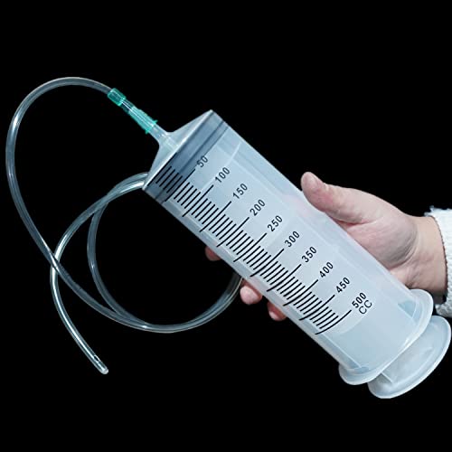 Syringe with Tubing Hose, 500ml Large Plastic Syringe with 3.28 Feet Handy Tubing for Scientific Labs, Watering, Refilling, Filtration, Motoring Application, Set of 1