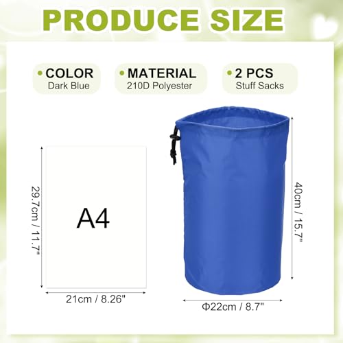 Drawstring Bag with Toggle, Cinch and Ditty Pouch Portable Outdoor Products Ditty Bag 9x16 & 2Pcs & Dark Blue - Fit For(Backpacking/Camping/Traveling) - color: Dark Blue, size: 9x16"