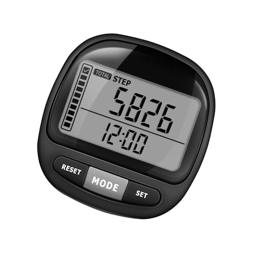 3D Pedometer Step Counter for Walking and Miles, Simple Step Tracker with Large Digital Display and Clip Lanyard, Steps Track Accurately Steps Monitor Watch for Women Men Adults Seniors Dog