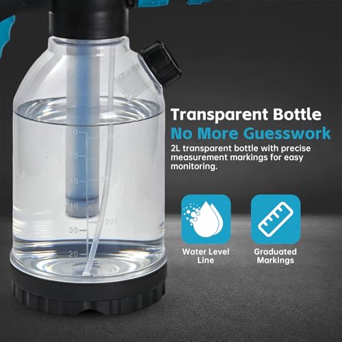 70oz Sprayer Bottle, 0.5gal Pump Sprayer for Flowers, Potted Plant | Handheld Water Bottle with Easy Refill Side Port, Measuring Cup Cap, Clear Bottle with Scale, Aluminum Wand