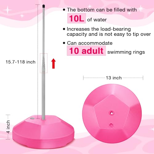 Pool Float Storage Rack Pool Float Holder Stainless Steel Equipment Holder Water Filling Base Portable Scalable Outdoor Rack for Swimming Outdoor Storage(13 x 118 in,Pink) - color: Pink, size: 13 x 118 in