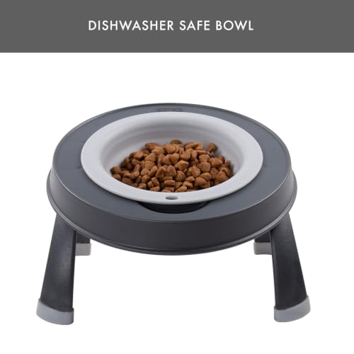 Dexas Pets Single Elevated Pet Feeder/Pet Bowl, Large/ 4 Cup Capacity, Light Gray - color: Light Gray, size: Large/4 Cup Capacity