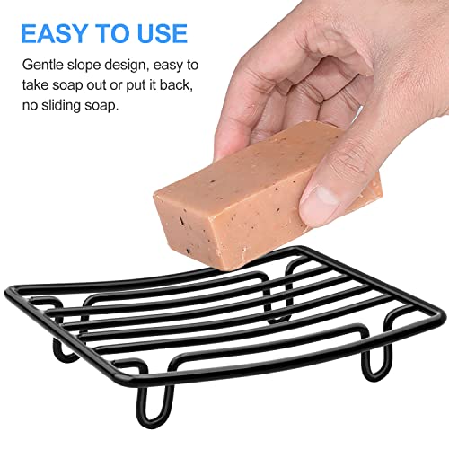 Soap Dish, Stainless Steel Bar Soap Holder for Shower Bathroom, Rust Proof Self Draining Soap Tray, Black-1 Pack - color: Black-rectangular 1p