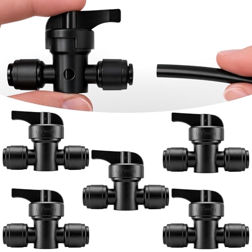 1/4" Connectors With On/Off Valve for Quick Connect Drip System | 5 x 1/4 to 1/4" Valve Couplers for Drip Irrigation System, Leak Free ON/OFF Connectors for 1/4" Irrigation Tubing