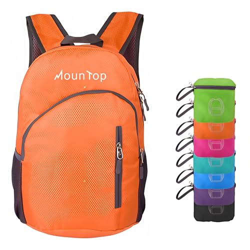 MounTop Outdoor Lightweight Foldable Water Resistant Backpack for Travel Hiking Riding - color: Orange