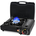 SHINESTAR Portable Butane Camping Stove with Carrying Case, 7800 BTUs | Automatic Ignition, for Outdoor Cooking, Camping, Emergencies, BBQ, Hiking & Backpacking, Tailgating Essentials - color: Black - 7800 BTU Butane