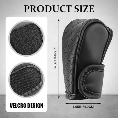 Leather Car Gear Shift Knob Cover, Car Shifter Cover, Anti-Slip Dust Waterproof Gear Shifter Stick Protector, Auto Automatic Shift Knob Handle Protector for Most Vehicles (Black) - color: Black