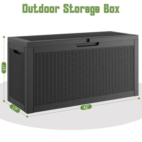Outdoor Storage Box Waterproof, 72 Gallon Deck Box for Patio Storage - color: Rattan Black, style: 72Gallon