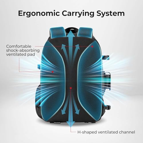 Piscifun Fishing Tackle Backpack, Rod & Gear Holder, Water-Resistant | 20L storage, breathable padding & adjustable shoulder straps, MOLLE panel, Black - color: Black, size: Large