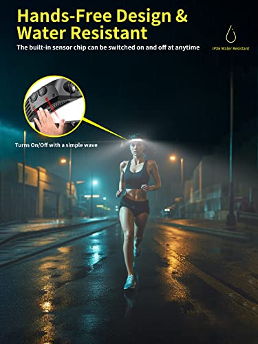 Smiling Shark Headlamp, 230°Wide Angle 3*White Light Strips The Brightest Head Lamp Rechargeable with Motion Sensor Waterproof Headlight for Camping Hiking Outdoor