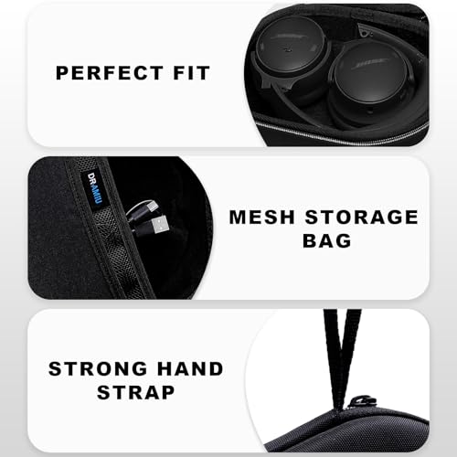 Hard Case for Bose QuietComfort, QC, QC 45 Headphone, Black | Compatible with Bose QC Ultra, QC 35, QC 35 II, QC45 SE, QC SE Over Ear Noise Cancelling Headphones, Travel Storage Bag - color: Black