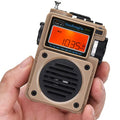 Radio, Bluetooth Speaker Support MicroSD Card, FM MW WB Shortwave Receiver with NOAA Alerts and Sleep Timer, Rechargeable Retro Digital Radios with Backlit and Alarm for Camping HRD701 - color: Brown