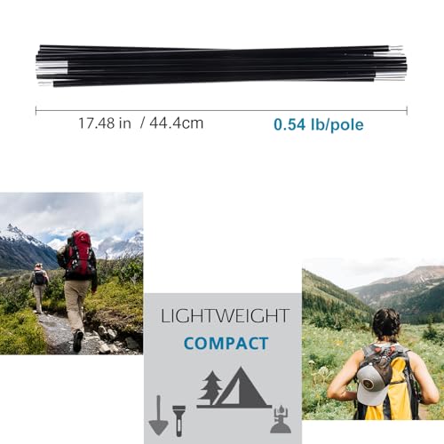 Aluminum Tent Poles Replacement, Black Pre-Assembled Tent Pole, 7001 T6 Heated Camping Tent Rod - color: 12ft 1.4 in 1 Pole