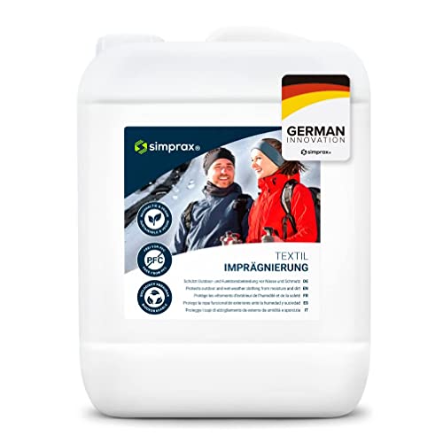 simprax® Textile Waterproof Spray Eco-Friendly & Skin-Safe | Water-Based Waterproofing Spray for Gore-Tex, Sympatex & Softshell | Biodegradable Waterproofing Spray for Fabric Outdoor | Made in Germany - size: 169 Fl Oz (Pack of 1)