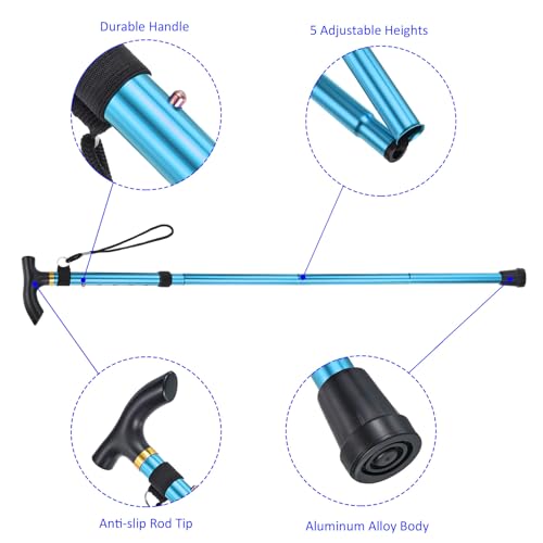 M METERXITY Trekking Poles - Collapsible Hiking Walking Sticks, Telescopic & Folding, Apply to Women Walking Backpacking - color: Blue