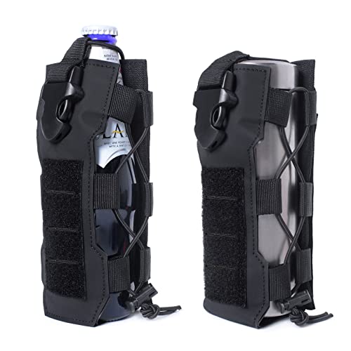 2023 Upgrade Laser Cut Design Molle Radio Pouch Holder & Molle Adjustable Water Bottle Holder 40 oz,Black/Green/Coyote Tan Tactical Bottle Pouch for Backpack Belt - color: Army Green