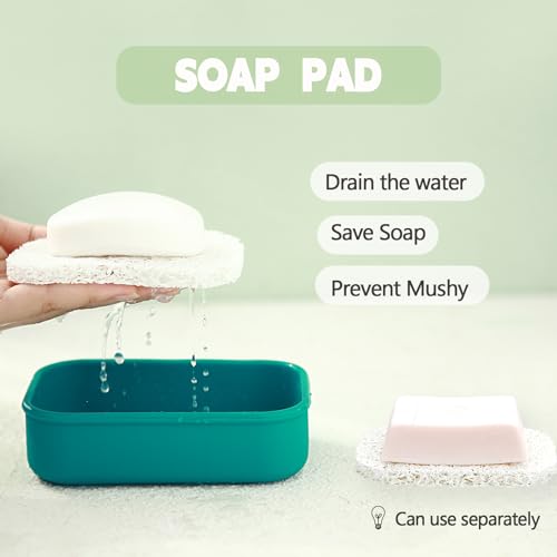 Large Travel Soap Container Leak Proof,Silicone Soap Case with Soap Pad,Slip-Resistant Portable Bar Soap Holder for Shower Bathroom Gym Camping(Green) | Slip-Resistant Portable Bar Soap Holder for Shower Bathroom Gym Camping(Green) - color: Rectangular Gr