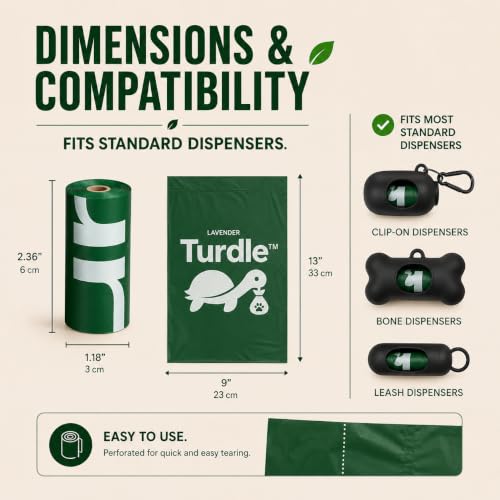 Turdle Compostable Dog Poop Bags Rolls, Lavender Scented, 270 Count