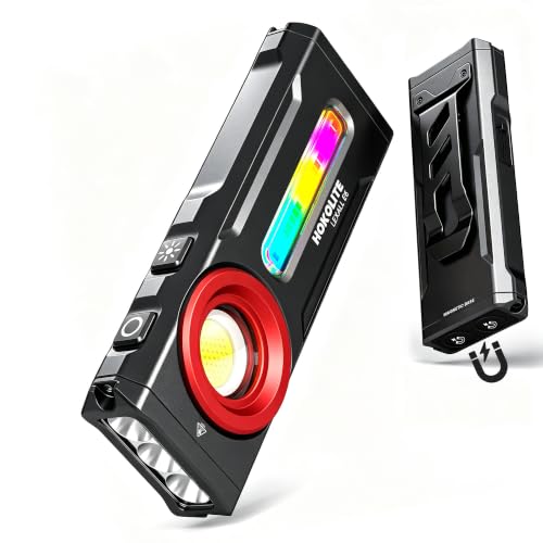 lexall E6 Rechargeable EDC Pocket Flashlight, 2000 Lumens, Magnetic Clip - color: Red