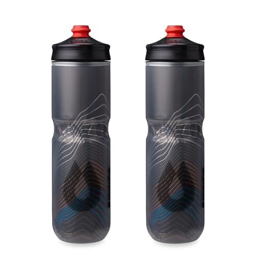 HydraPak Polar Surge Insulated Bike Water Bottle (24oz, Ascent Black) - color: Ascent Black, style: 24oz/700ml