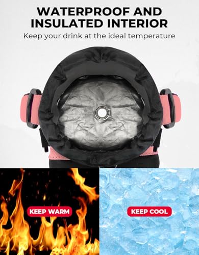 KEMIMOTO Water Bottle Holder Bag, Water Bottle Carrier with Adjustable Shoulder Strap, Water Bottle Pouch Holder for Hiking, Camping, Fishing, Compatible with YETI STANLEY SLM 32 oz, 40 oz, 64 oz - color: Pink, size: 40 oz