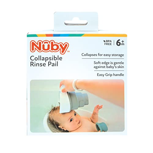 Nuby Collapsible Rinse Pail for Baby Bath Time - Collapsible Bucket with Easy Grip Handle to Rinse Baby Shampoo and Soap - Essentials (Pack of 12) - size: (Pack of 12)