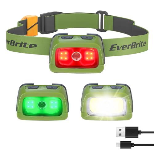 EverBrite 350LM Rechargeable Headlamp with Red White Green Light - color: Green