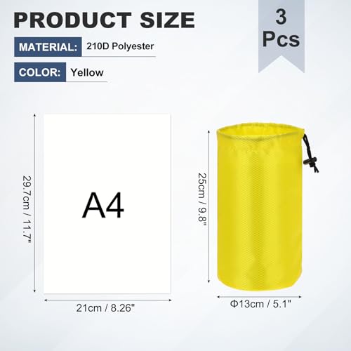 Drawstring Bag with Toggle Cinch Sack and Ditty Pouch Durable Ditty - color: Yellow, size: Medium