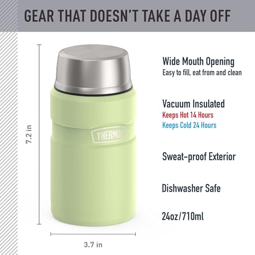 THERMOS Stainless King Food Jar with Bowl, 24oz, Matte Green - color: Matte Green, size: 24 Ounces
